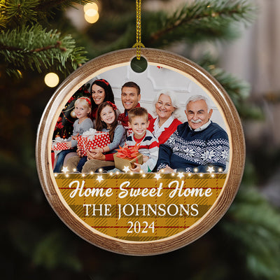 Home Sweet Home - Personalized Custom Circle Ceramic Christmas Ornament