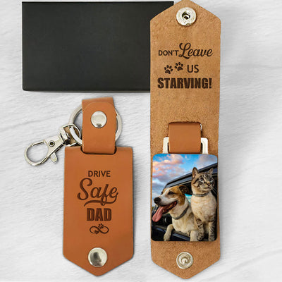 Dont Leave Me Starving - Personalized Leather Photo Keychain