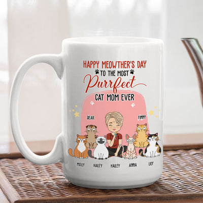 To The Most Purrfect Cat Mom - Personalized Custom Coffee Mug