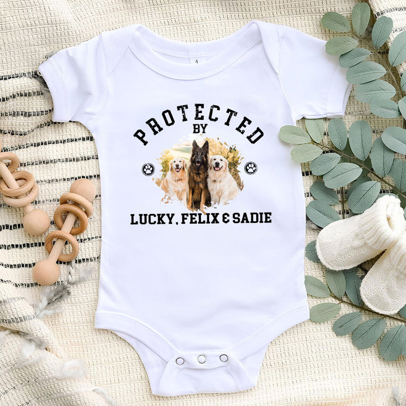Protected By Pets Photo - Personalized Custom Baby Onesie