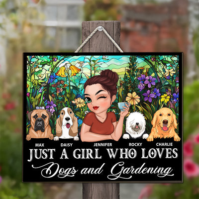 I Love Dogs And Gardening - Personalized Custom Wood Sign