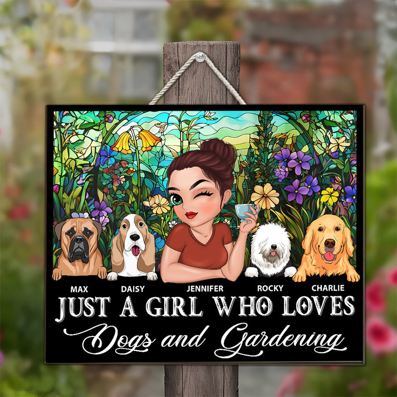 I Love Dogs And Gardening - Personalized Custom Wood Sign