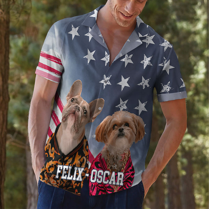 Dog American Flag - Personalized Custom Hawaiian Shirt