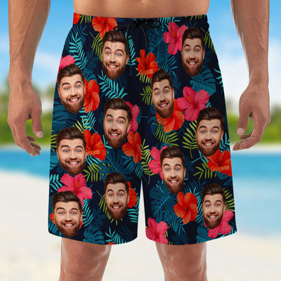 Custom Photo Tropical Vibes Only - Personalized Custom Beach Shorts