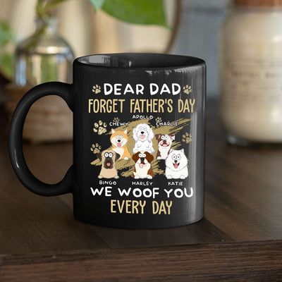 Dear Dad We Woof You Every Day - Personalized Custom Black Coffee Mug