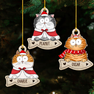 Cat And Snack - Personalized Custom 1-layered Wood Ornament