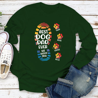 Happy Fathers Day To The Best Dog Dad Paw Print - Personalized Custom Long Sleeve T-shirt