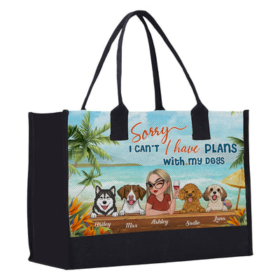 Sorry I Have Plan With Dog - Personalized Custom Canvas Tote Bag