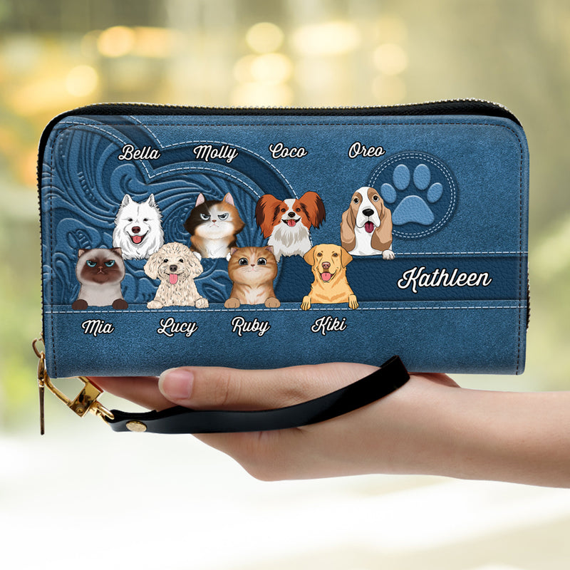 Cute Dogs And Cats Aesthetic Pattern - Personalized Custom Leather Wallet