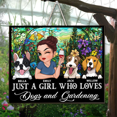 I Love Dogs And Gardening - Personalized Custom Wood Sign