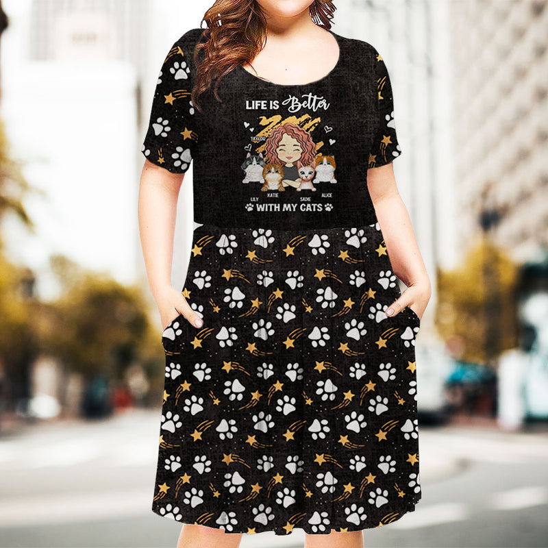 Better Life With Cats - Personalized Custom Casual Dress