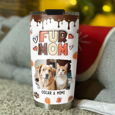 Mom Of Pets Fall Season Photo - Personalized Custom 3D Inflated Effect Tumbler