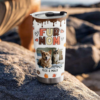 Mom Of Pets Fall Season Photo - Personalized Custom 3D Inflated Effect Tumbler