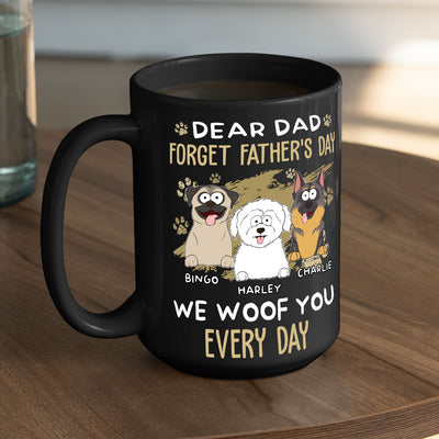 Dear Dad We Woof You Every Day - Personalized Custom Black Coffee Mug