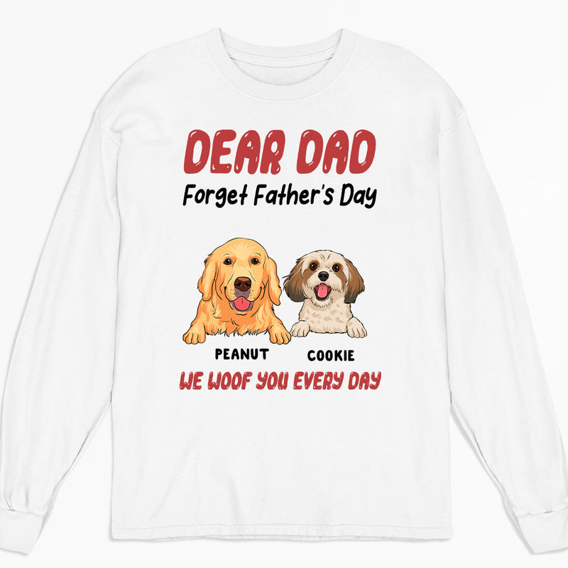 We Woof You Every Day Peeking Dog - Personalized Custom Long Sleeve T-shirt