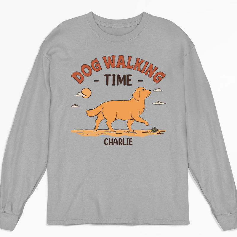 Dog Walking Time - Personalized Custom Long Sleeve T-shirt