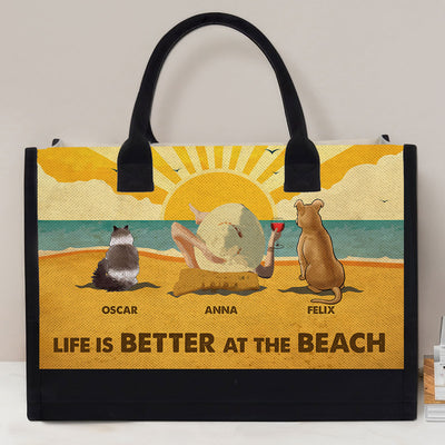 Life Is Better At The Beach With Pet - Personalized Custom Canvas Tote Bag