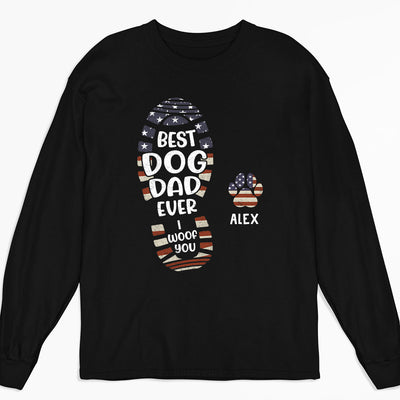 Happy Fathers Day To The Best Dog Dad Paw Print - Personalized Custom Long Sleeve T-shirt