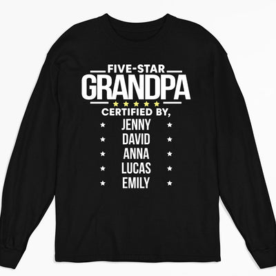 Five Star Grandpa - Personalized Custom Long Sleeve T-shirt