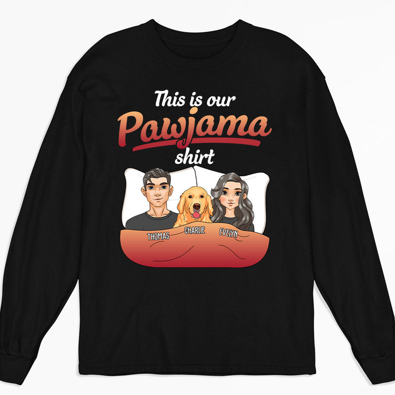 Couple Pajama With Pet- Personalized Custom Long Sleeve T-shirt