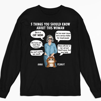 5 Things Cat Mom - Personalized Custom Long Sleeve  T-shirt