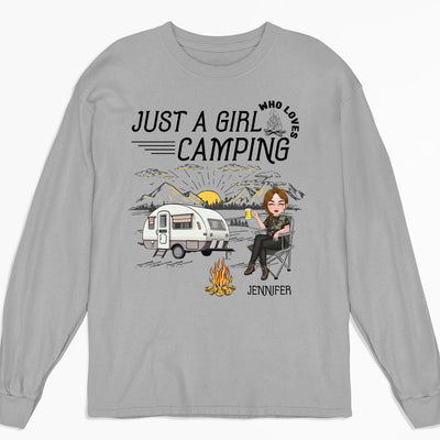 Girl Loves Camping - Personalized Custom Long Sleeve T-shirt