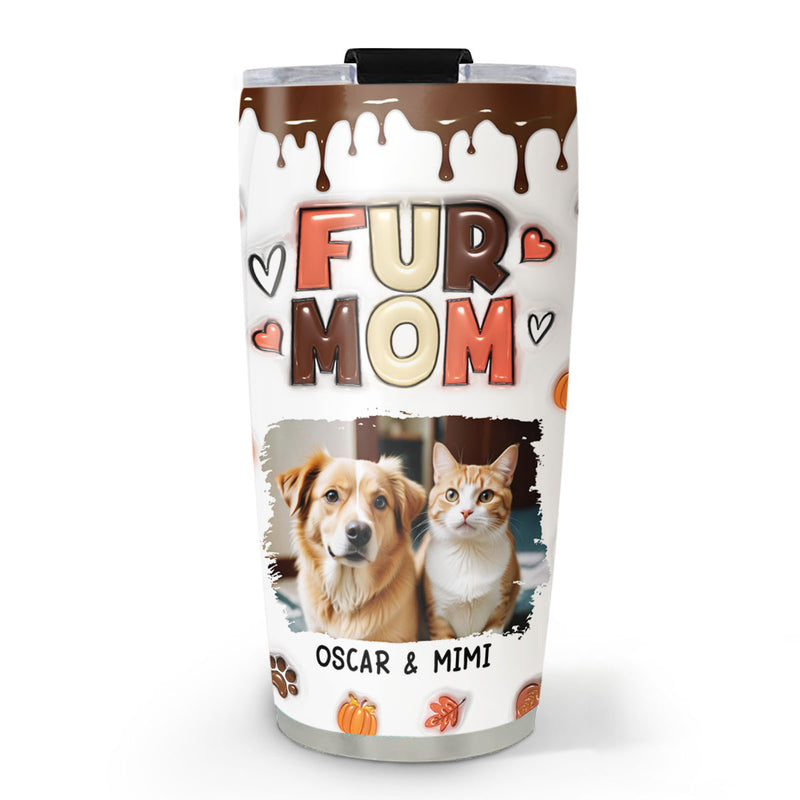 Mom Of Pets Fall Season Photo - Personalized Custom 3D Inflated Effect Tumbler