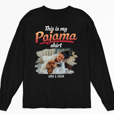 Pajama With Pet Photo - Personalized Custom Long Sleeve T-shirt