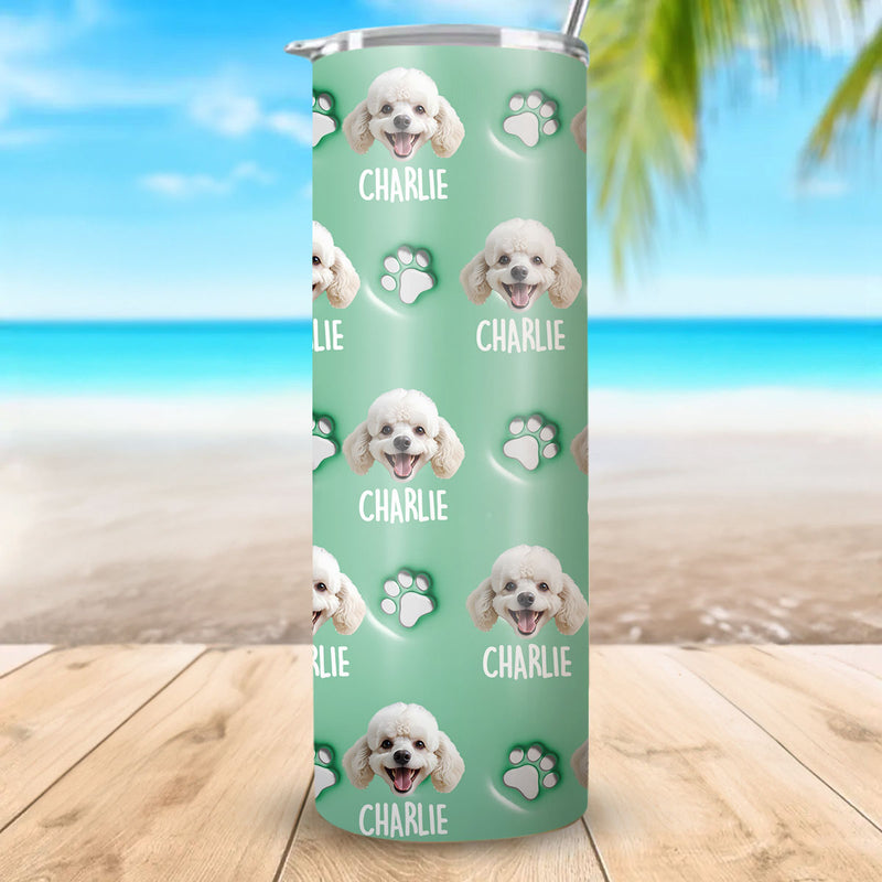 Happy Dog - Personalized Custom 3D Inflated Effect Skinny Tumbler