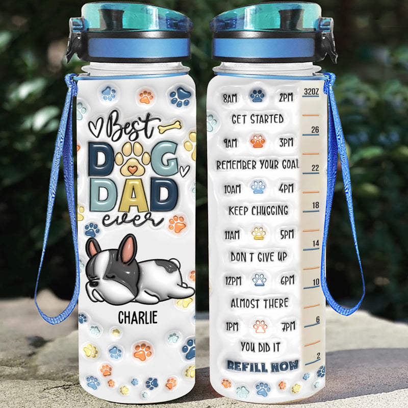 My Best Dog Dad - Personalized Custom 3D Inflated Effect Water Tracker Bottle