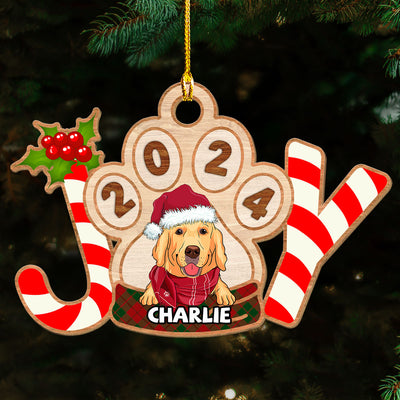 Joyful Dog 2024 - Personalized Custom 1-layered Wood Ornament