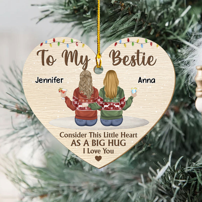 To My Bestie - Personalized Custom 1-layered Wood Ornament