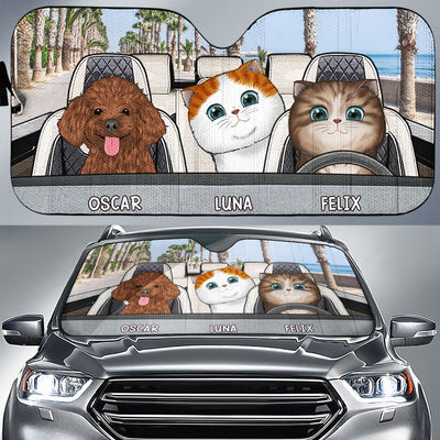 Funny Dogs And Cats - Personalized Car Sunshade