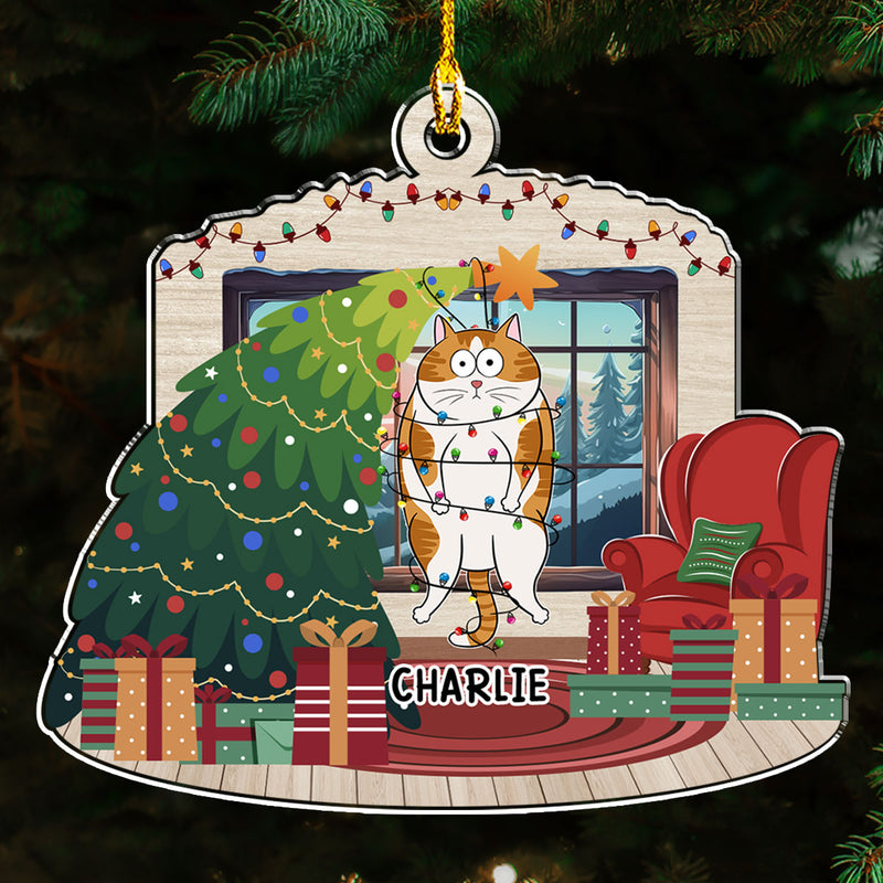 Christmas Tree Falling - Personalized Custom Acrylic Ornament