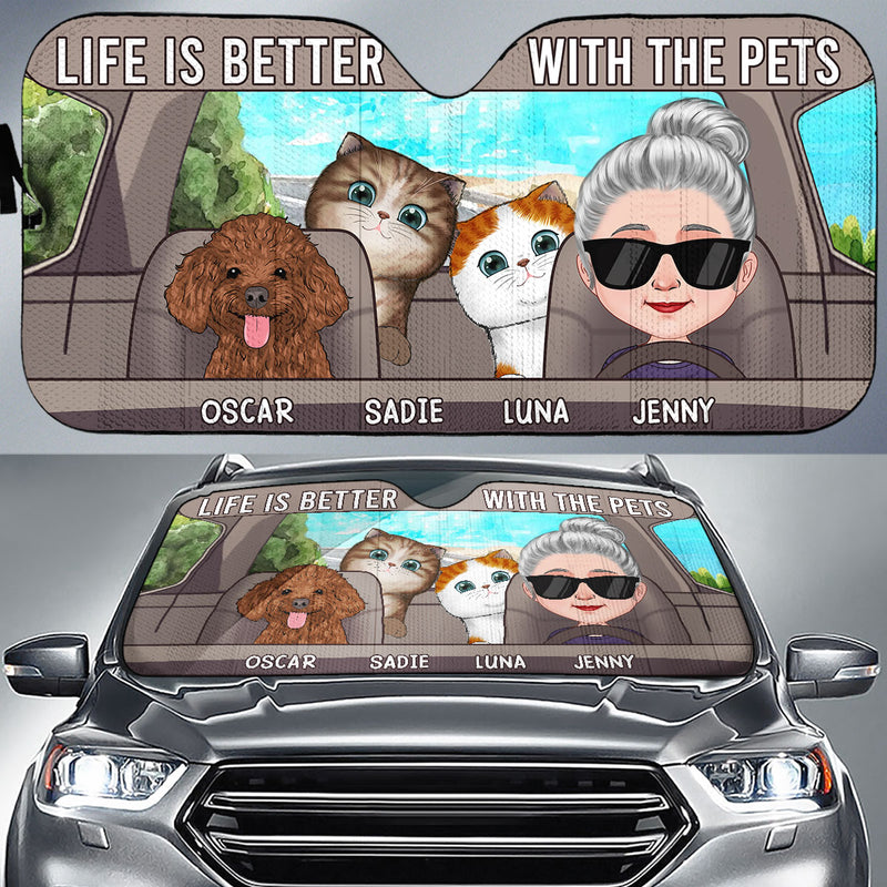 Life Is Better With The Dogs - Personalized Car Sunshade