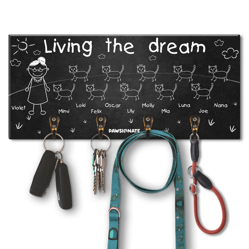 Living The Dream - Personalized Custom Wooden Key Holder