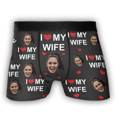 I Love My Wife - Personalized Photo Men's Boxer Briefs