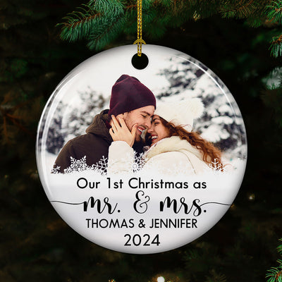 Our 1st Christmas - Personalized Custom Circle Ceramic Christmas Ornament