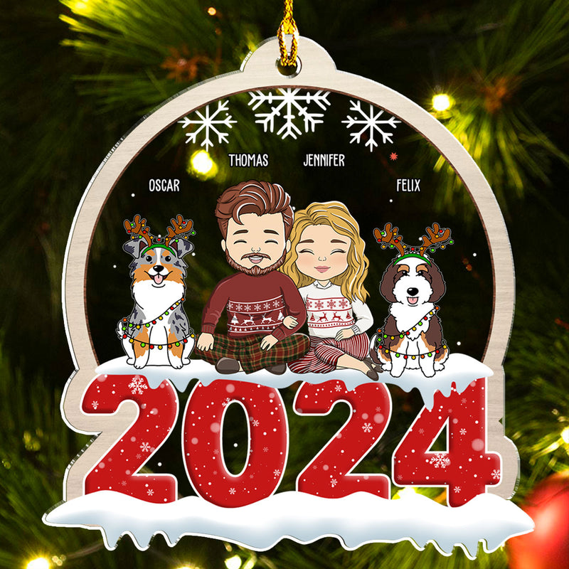 Couple Pet Snow Globe - Personalized Custom Acrylic Ornament