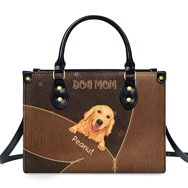 Dog Personalized Leather Handbag, Personalized Gift for Dog lovers, Dog Dad, Dog Mom - LD046PS11