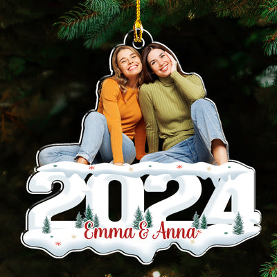 Custom Photo Besties, Siblings - Joy of Christmas 2024 - Personalized Custom Acrylic Ornament