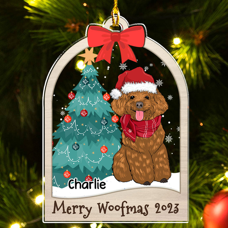 Christmas Tree And Dog - Personalized Custom Acrylic Ornament