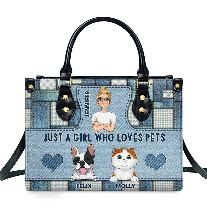 Girl With Pets - Personalized Custom Leather Bag