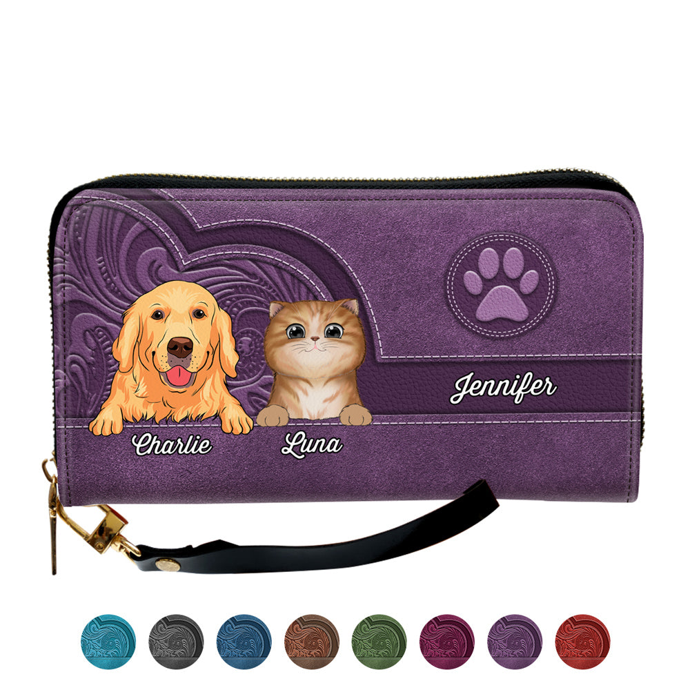 Discover Cute Dogs And Cats Aesthetic Pattern - Personalized Custom Leather Wallet