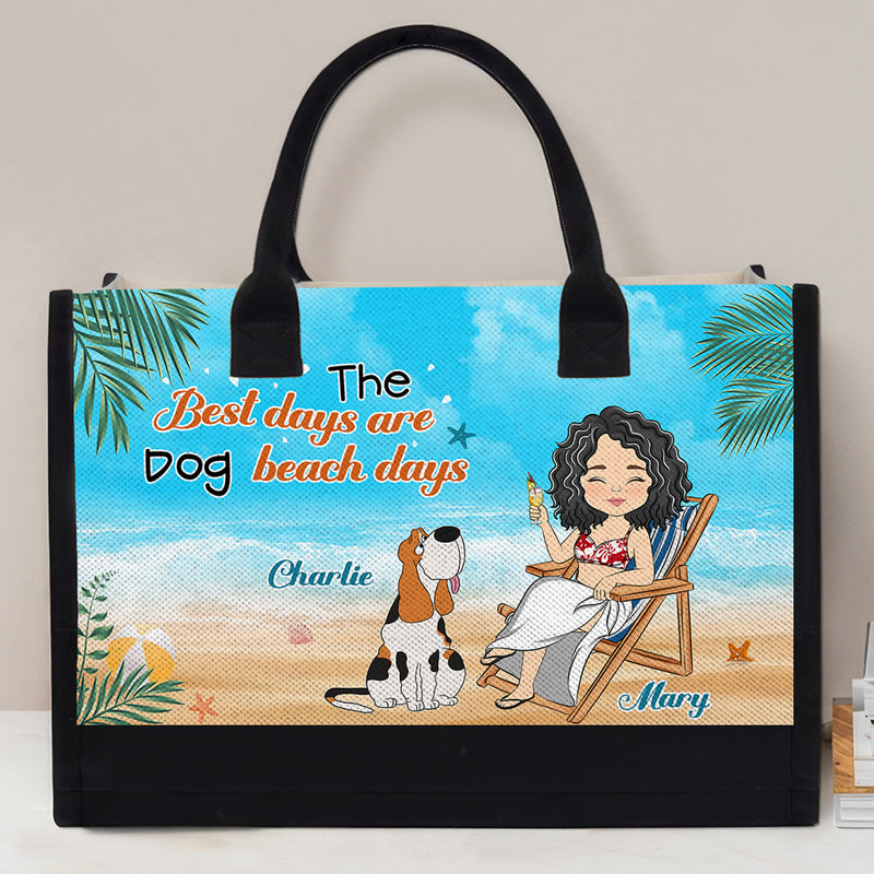 Dog Beach Days - Personalized Custom Canvas Tote Bag