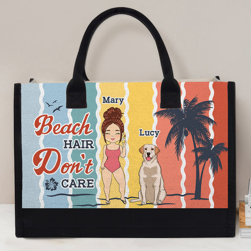 Beach Hair Do Not Care - Personalized Custom Canvas Tote Bag