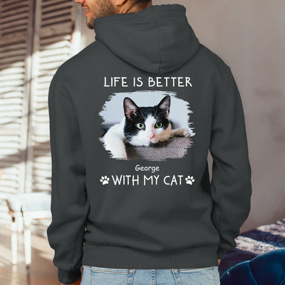 Better With Cats Photo - Personalized Custom Hoodie