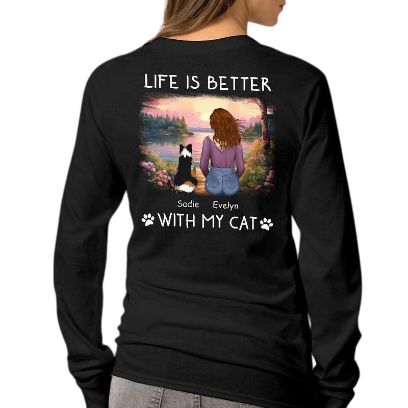 Better With Cats - Personalized Custom Long Sleeve T-shirt