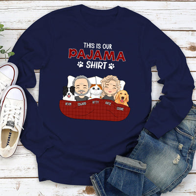 Pajama Shirt Couple Version 2 - Personalized Custom Long Sleeve T-shirt