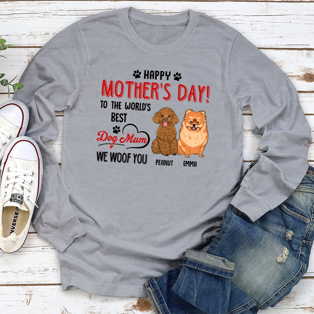 Dog Mom I Woof You - Personalized Custom Long Sleeve T-shirt 